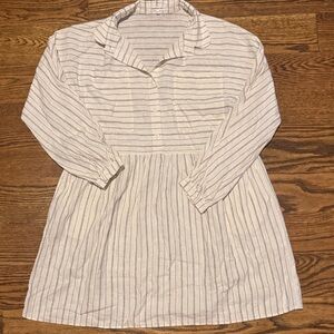 Emerson Fry Casual Striped Dress in Cream and Gray